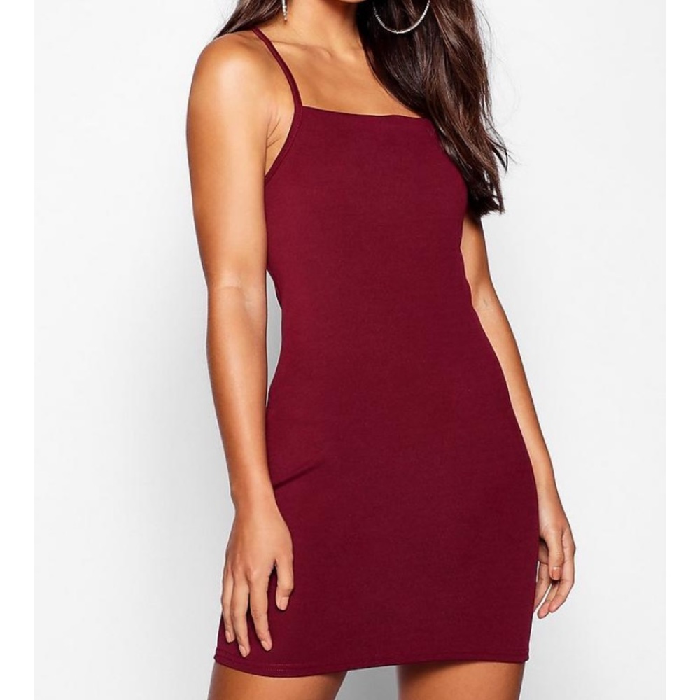 Boohoo Berry Petite Lace Up Slip Dress